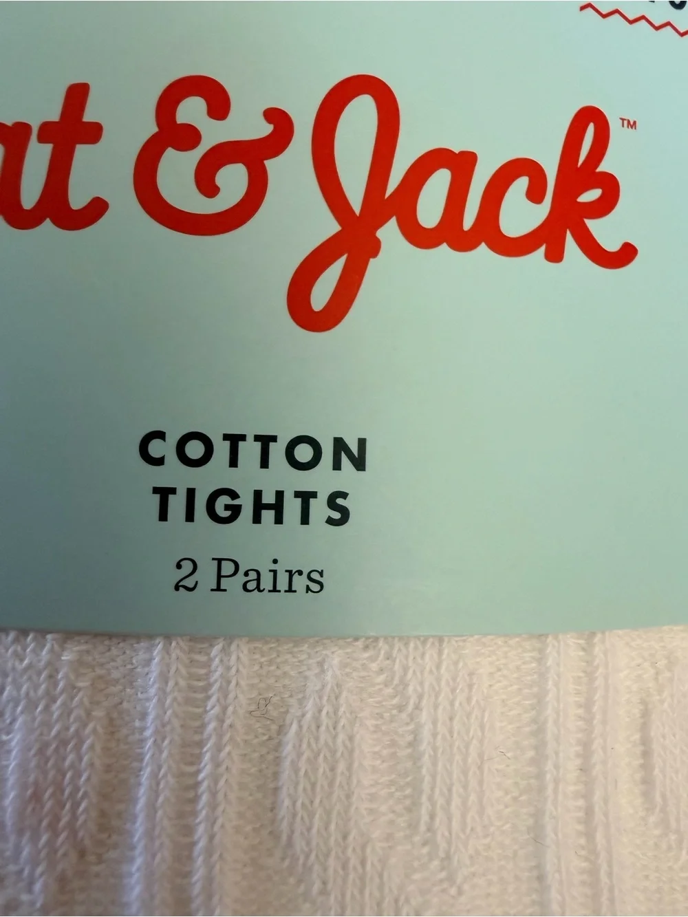 Cat & Jack White Cotton Cable knit Tights for girls - 2 Pairs